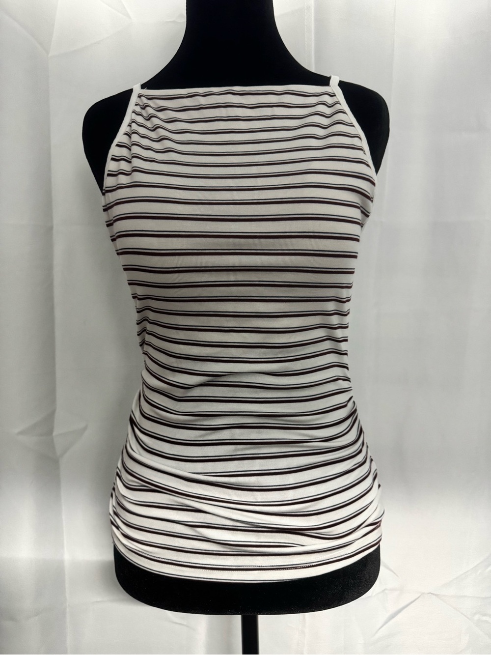 OGL White and Black Striped Halter Tank Top